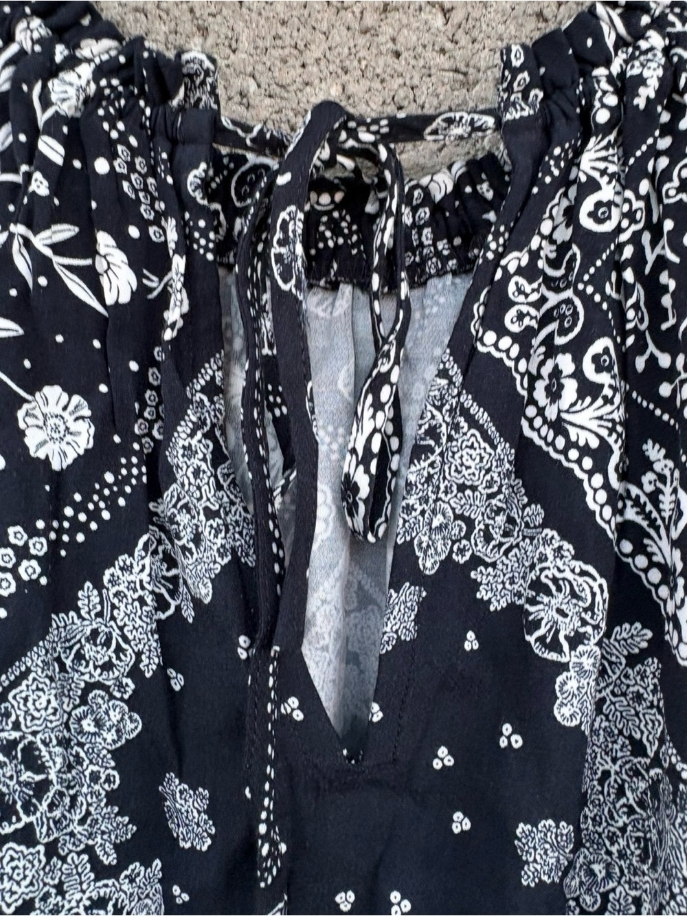 Loft Sleeveless Sundress Med Navy Bandana Print Racer Neck Pockets Keyhole Back - Picture 7 of 11